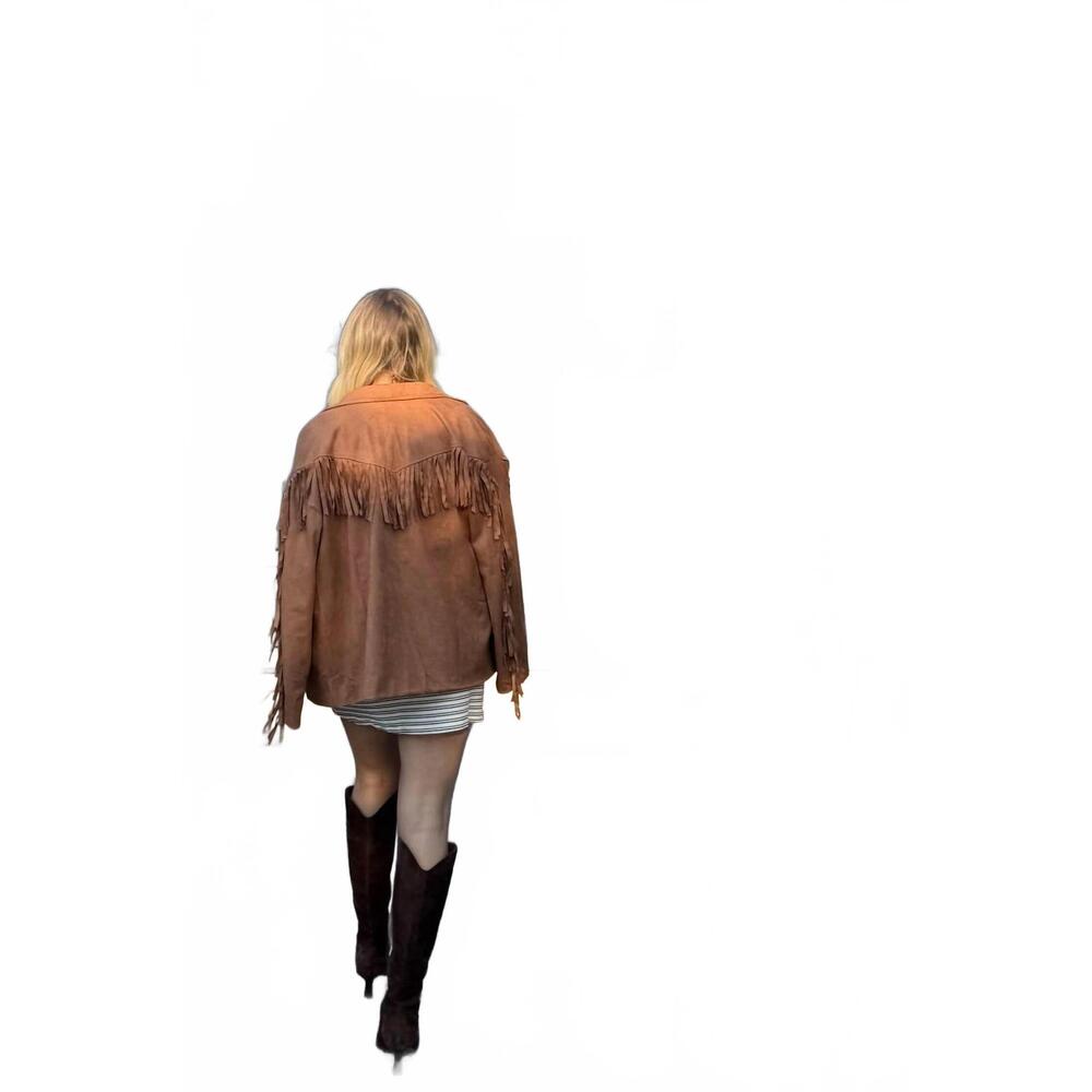 NEW BLUE BLUSH the sawyer suede fringe jacket in camel - Picture 4 of 5